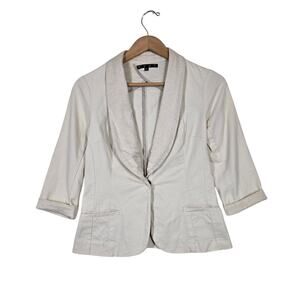 Y2K Hype Cropped Blazer Jacket Cream Size 6 Feminine Tailored Chic Made in USA